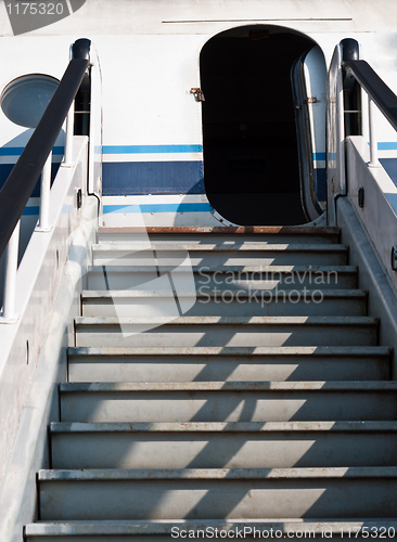 Image of Ramp of an airplane with opened door