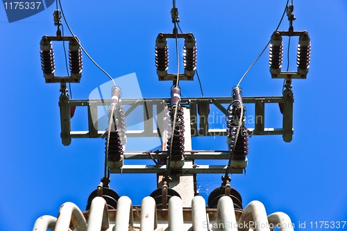 Image of Power line against blue sky