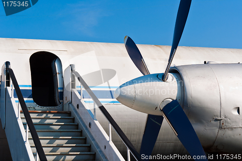 Image of Ramp of an airplane with opened door