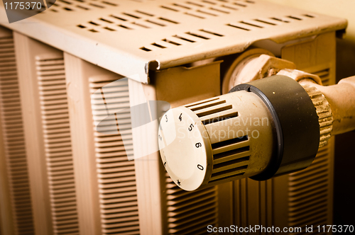 Image of Closeup of an old radiator valve