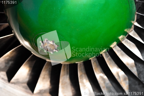 Image of Closeup of a jet turbine engine