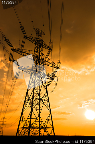 Image of power lines at sunset