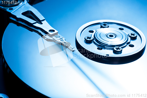 Image of HDD Background macro closeup in blue