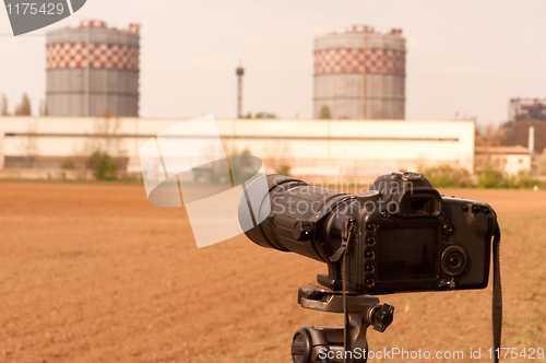 Image of Camera zooming on liquid cooling towers to inspect them