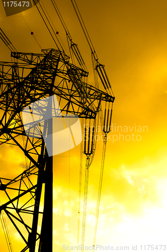 Image of Silhouette of a high voltage post