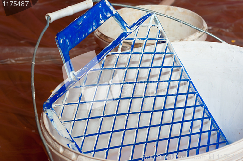 Image of Paint bucket with painting accessorie