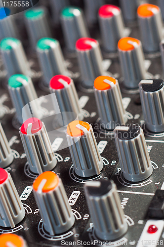Image of Texture of an audio mixer with buttons