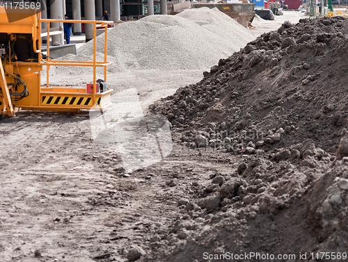 Image of View of a construction  site with soil