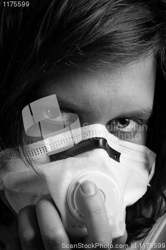 Image of Closeup of a girl with protective mask