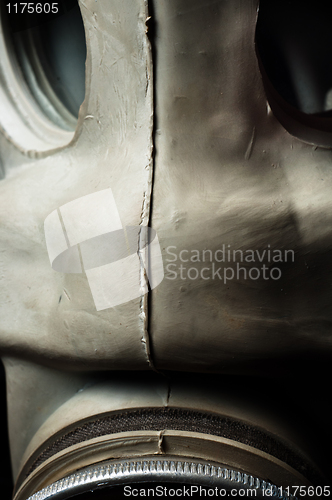 Image of Closeup of a gasmask with blurs