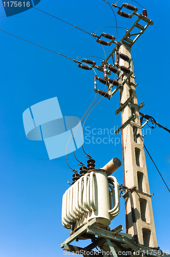 Image of Power line against blue sky