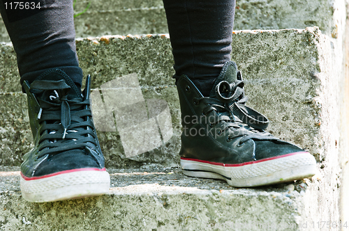 Image of Retro shoes on stairs