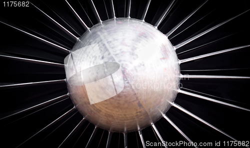 Image of Jet turbine engine closeup