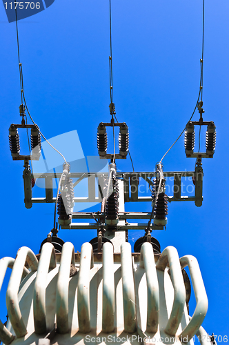 Image of Power Lines against blue sky