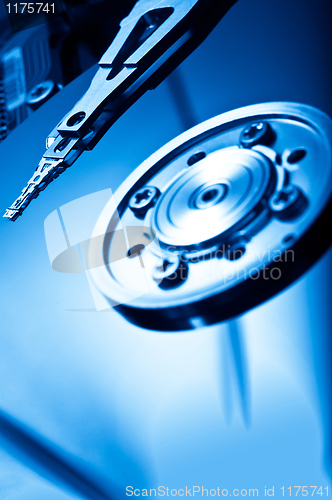 Image of HDD Background macro closeup in blue