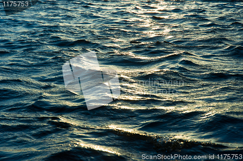 Image of Deep blue sea waves at dusk