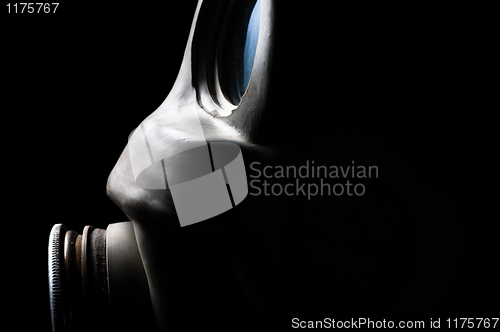 Image of Studio shot of a gasmask with frontal lighting