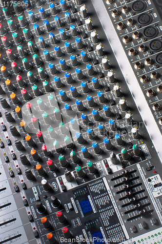 Image of Sliders and buttons of a Sound Mixer