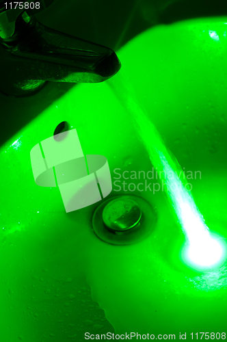Image of Green glowing water flow