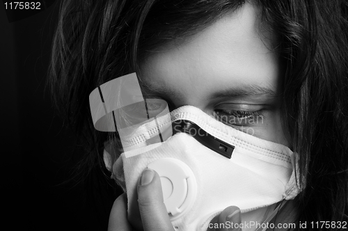 Image of Closeup of a girl with protective mask