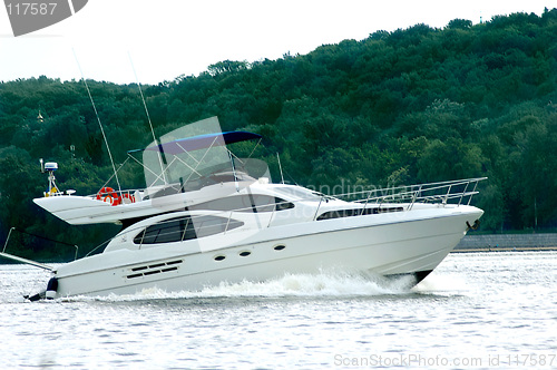 Image of Speed motorboat on river