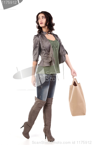 Image of young woman with shopping