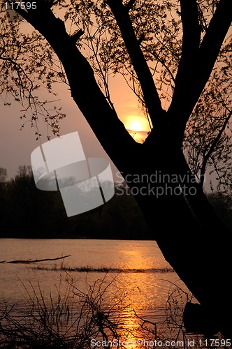 Image of Sunset over river