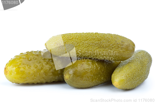 Image of Close-up shot of some marinated cornichons