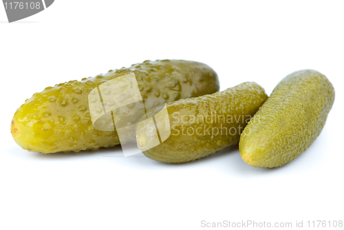 Image of Close-up shot of some marinated cornichons