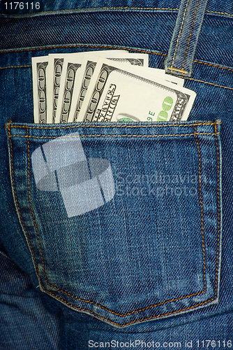 Image of Jeans pocket with $100 bills