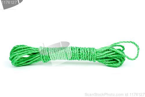 Image of Green plastic rope reeling