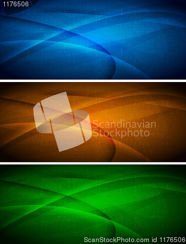 Image of Set of abstract wavy banners