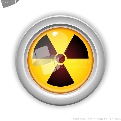 Image of Radioactive Danger Yellow Button. Caution Radiation