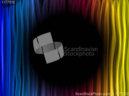 Image of Abstract Rainbow Lines Background with Black Circle