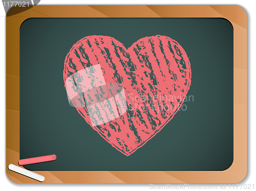 Image of Blackboard with Heart  written with Chalk