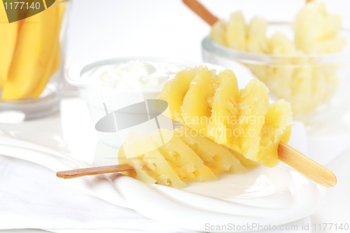 Image of Pineapple skewer with curd cheese