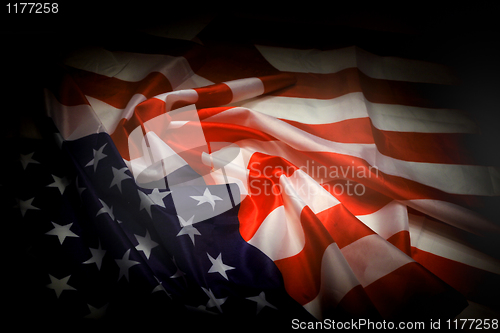 Image of usa flag in the dark night 