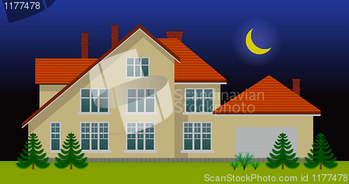 Image of New family house in the night