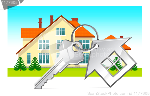 Image of House and house keys on white background 