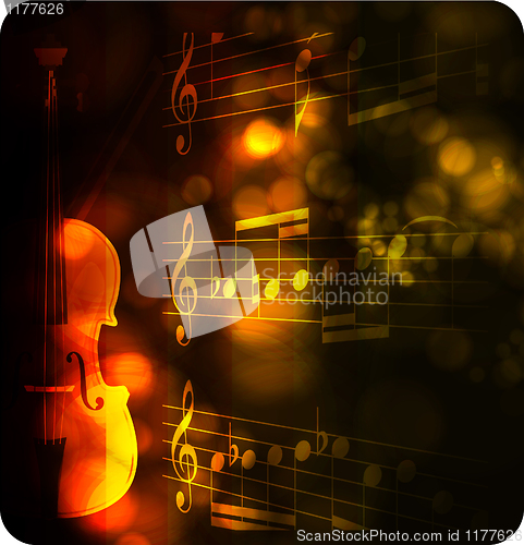 Image of vintage violin silhouette with note