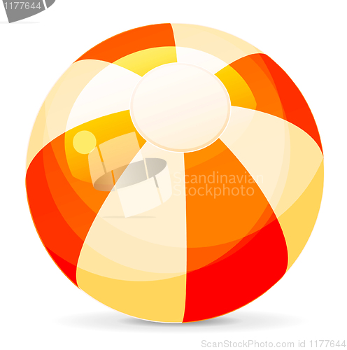 Image of Bright Beach Ball, Isolated On White Background, Vector Illustra