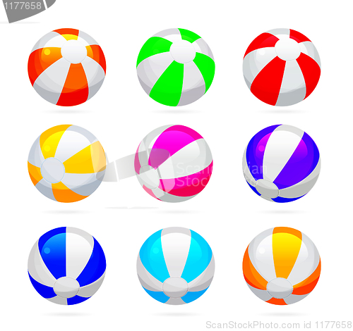 Image of Beach ball with glossy reflections. Color set