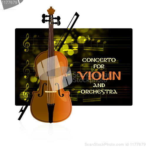 Image of Violin with notes and bow