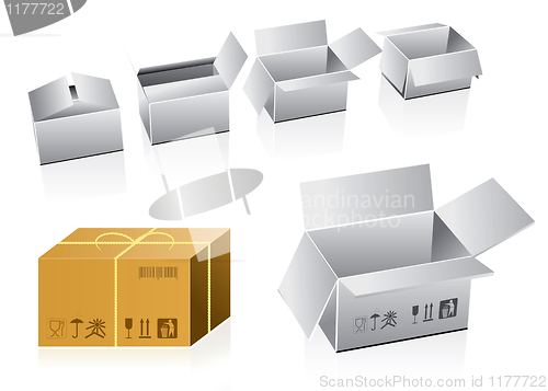 Image of set of vector cardboard boxes 