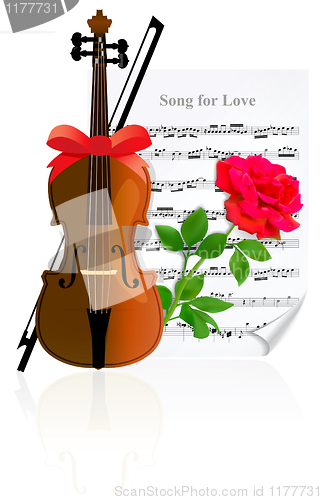 Image of Violin with Rose 