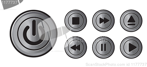 Image of Player icons metall buttons vector