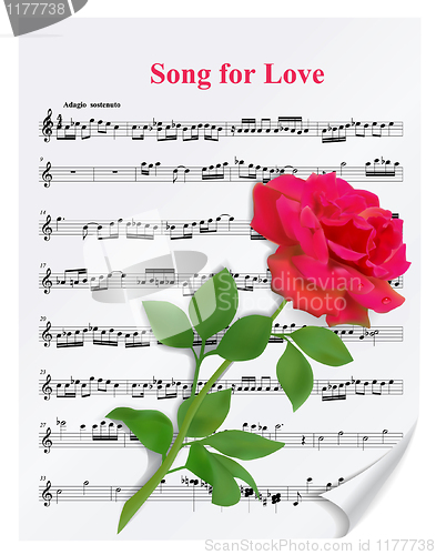 Image of Red rose on notesheet