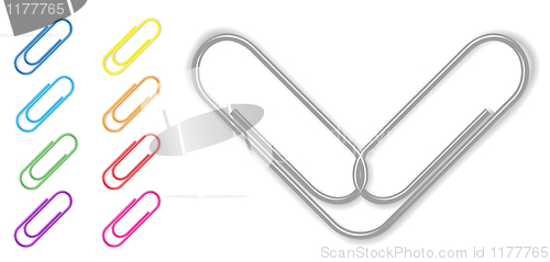 Image of Vector paper clip set on white background