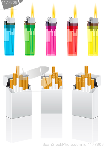 Image of Vector cigarettes and cigarette lighter