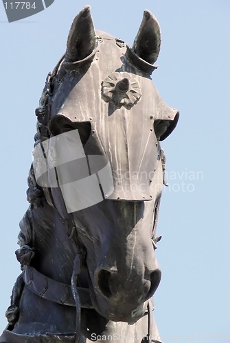 Image of Fighting horse head-statue detail